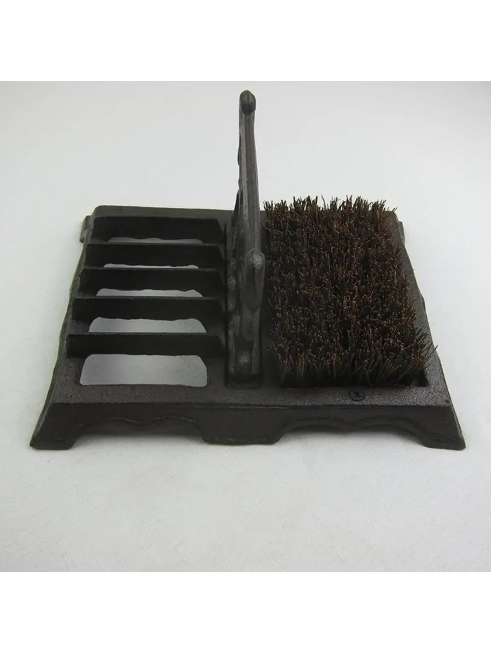 Cast Iron Boot Scraper & Brush Antique Brown Scroll Leaf Design NEW
